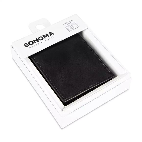 Sonoma Black Leather Trifold Wallet | RFID | Men’s Classic | NWT Gift Box - Picture 4 of 8